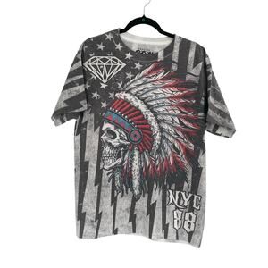 Popular Poision Skull Native American Rockabilly Tattoo Tee Men’s Large NEW